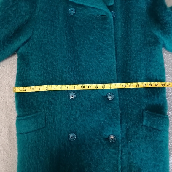 Vintage Paul Levy Mohair Wool Coat in Teal Blue. - Picture 8 of 16